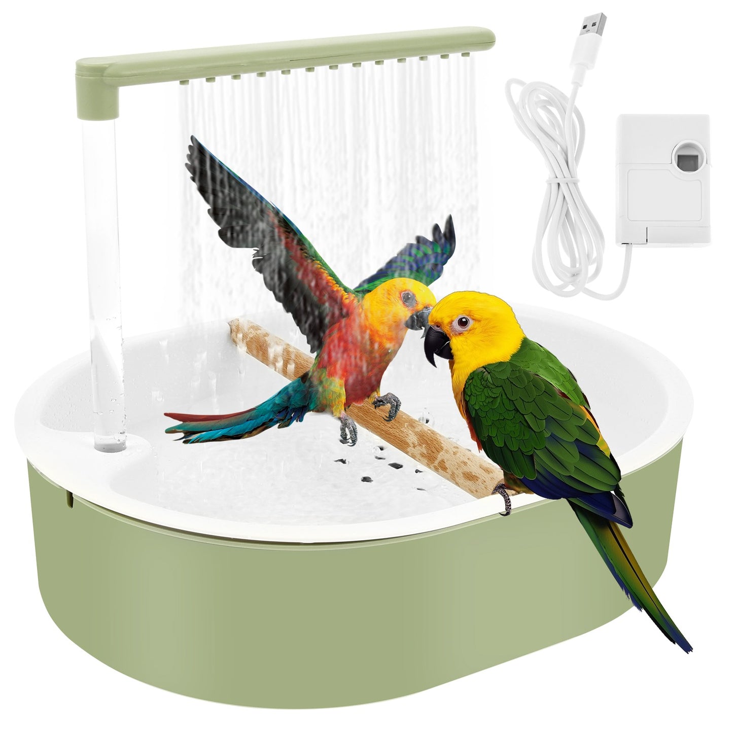 Parrot Automatic Shower Pet Bird Bath Cage Basin USB Elétrico Circulando Água Banheira para Pássaros Brinquedo Calopsita Agapornis