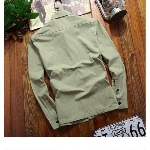 Spring Thin Shirt 2024 New Middle-aged Men's Retro Solid Color Hiking Fishing Top Simple Fashion Men's Long Sleeve Cargo Coat