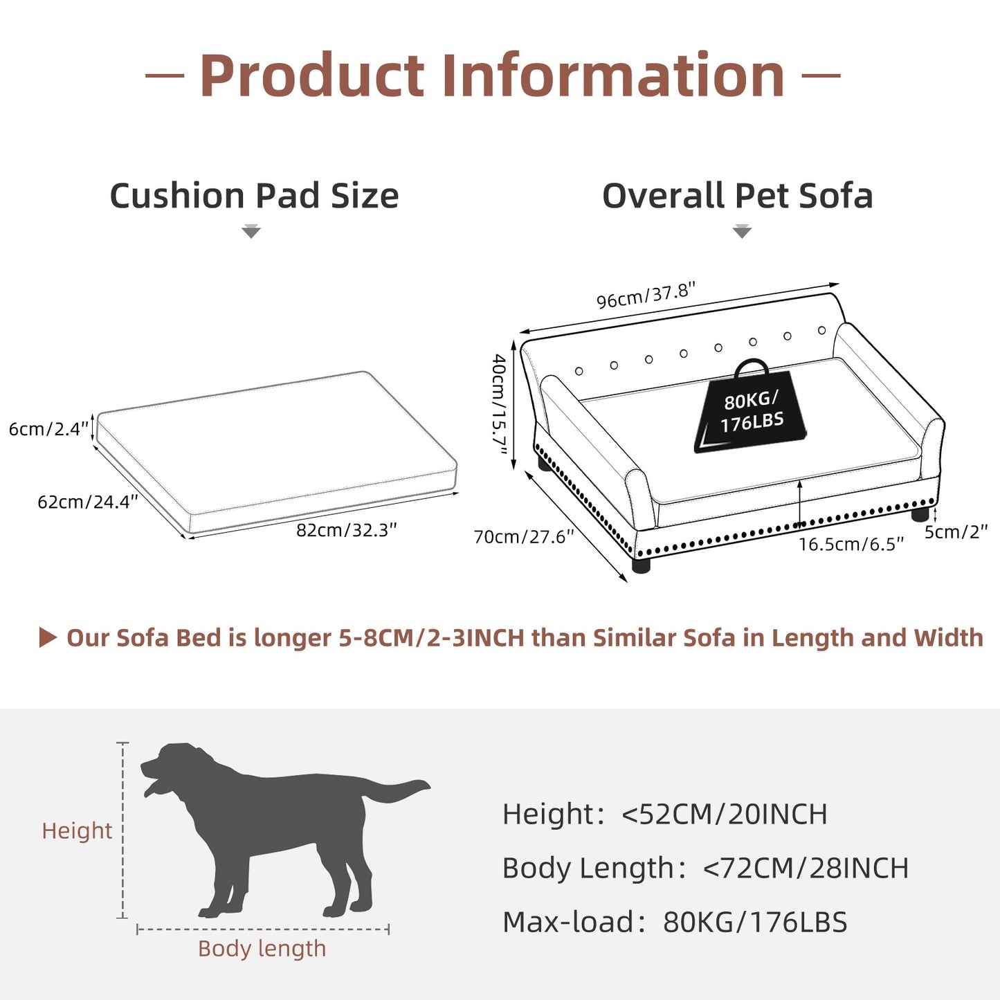 Cama Elevada para Cães, Sofá, Capa de Couro de Microfibra, Luxuosa, Cadeira Extragrande para Animais de Estimação, com Almofada Removível