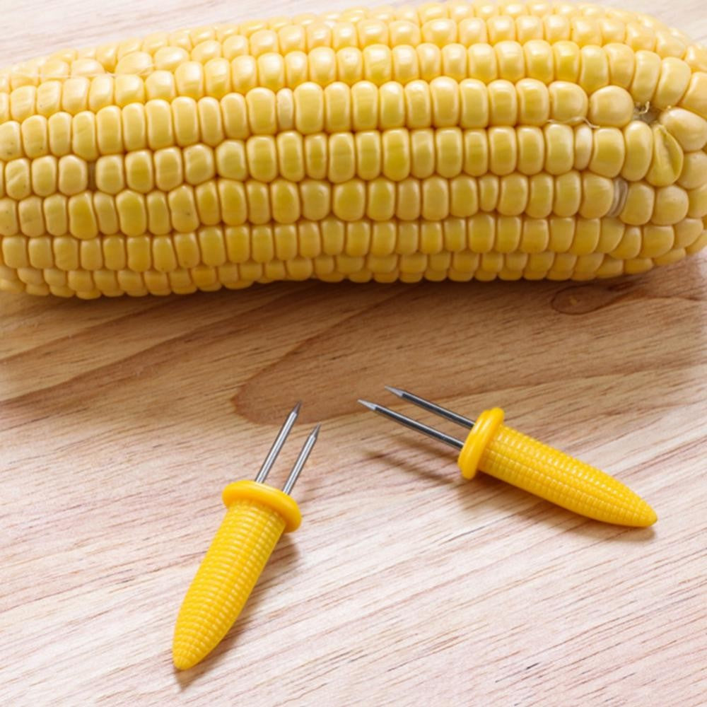 Stainless Steel Corn Forks Skewer Small BBQ Camping Corn Holders Heat-resistant Kitchen Accessories Outdoor Barbecue Tool