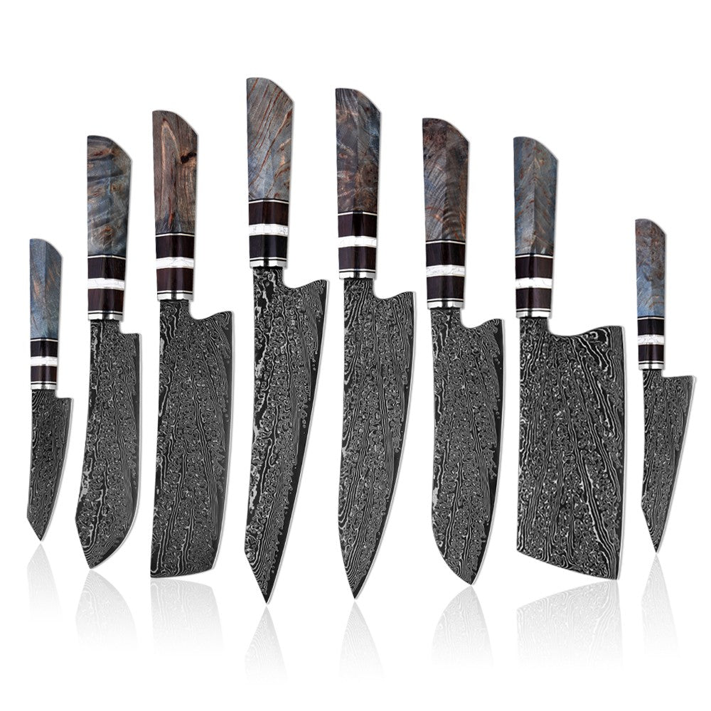 XITUO Damascus Kitchen Knife Set,1-8Piece Professional Knife Sets for Chefs,Japanese Damascus Super Steel Chef Cooking Knife