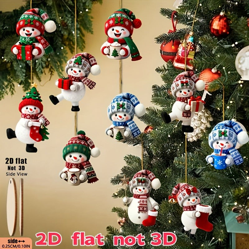 15 Pieces in a Random Assortment of Styles, Christmas Snowmen in Various Poses Holding Christmas Gifts, Handmade Christmas Hanging Ornaments, Essential Christmas Decorations, Great Gift Items