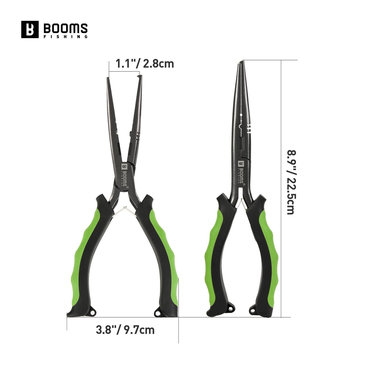 Alicate de Pesca Multifuncional Booms Fishing F03 23,5cm Bico Reto Longo Aço Inoxidável Cortador de Linha Tesoura Ferramenta