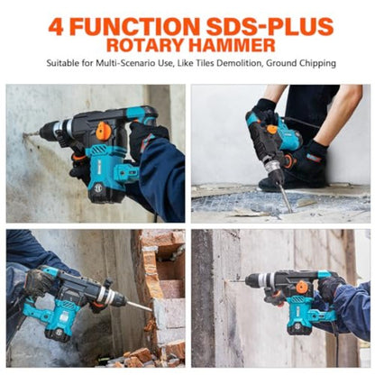 Martelete Rotativo SDS-Plus de 1-1/4" com Controle de Vibração, Embreagem de Segurança, 12,5 A, 4 Funções, com Fio, para