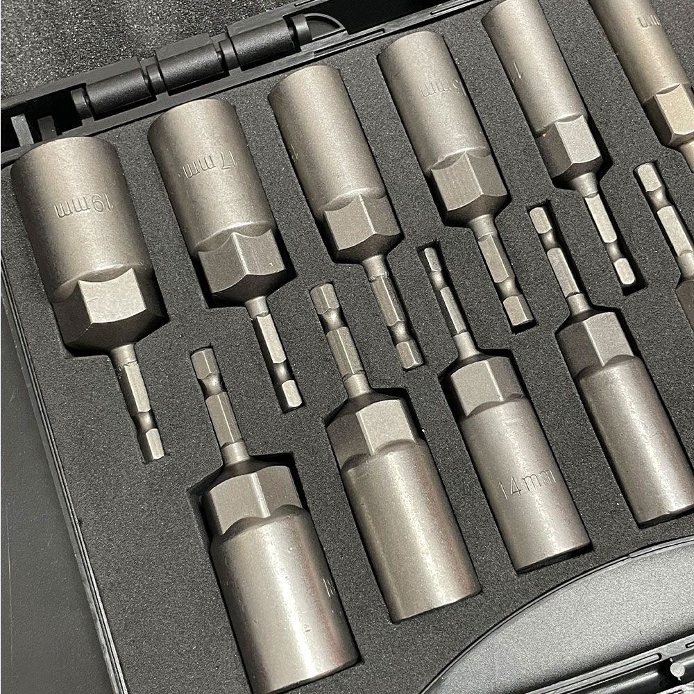 Conjunto de Adaptadores de Soquete de Impacto de 15 Peças 5.5-19mm de 80mm de Comprimento, Chave de Porca de Impacto, Brocas para Ferramentas Elétricas com Adaptador Rápido Hexagonal de 6.35mm