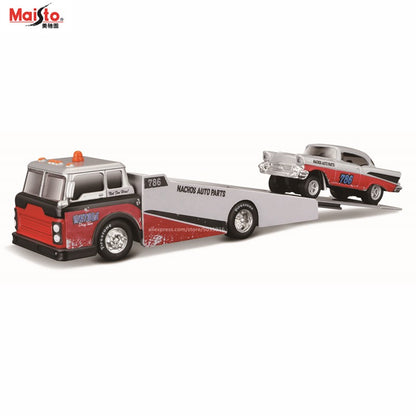 Maisto 1:64 FLATBED/1988 BMW M3 E30 1965 FORD MUSTANG elite transport Modelo de carro fundido coleção presente brinquedo
