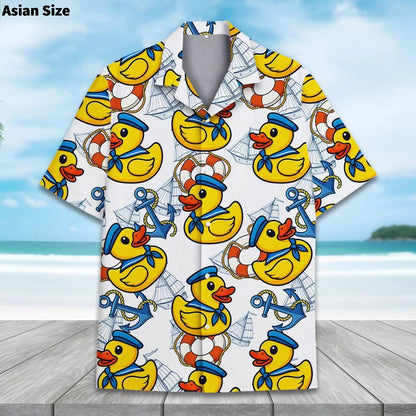 Funny Neon Rubber Duck Hawaiian Shirt For Men Galaxy Yellow Duck Mens Hawaiian Casual Button Down Shirts Short Sleeve Shirt Tops