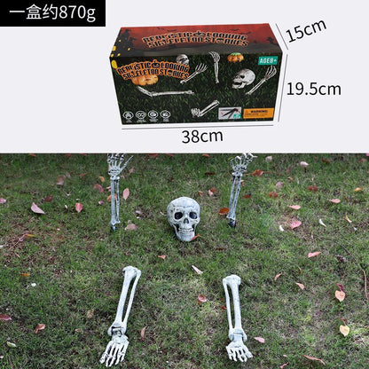 Halloween Realistic Skull Skeleton Head Human Hand Arms for Halloween Party Home Garden Lawn Halloween decor Skeleton Stakes