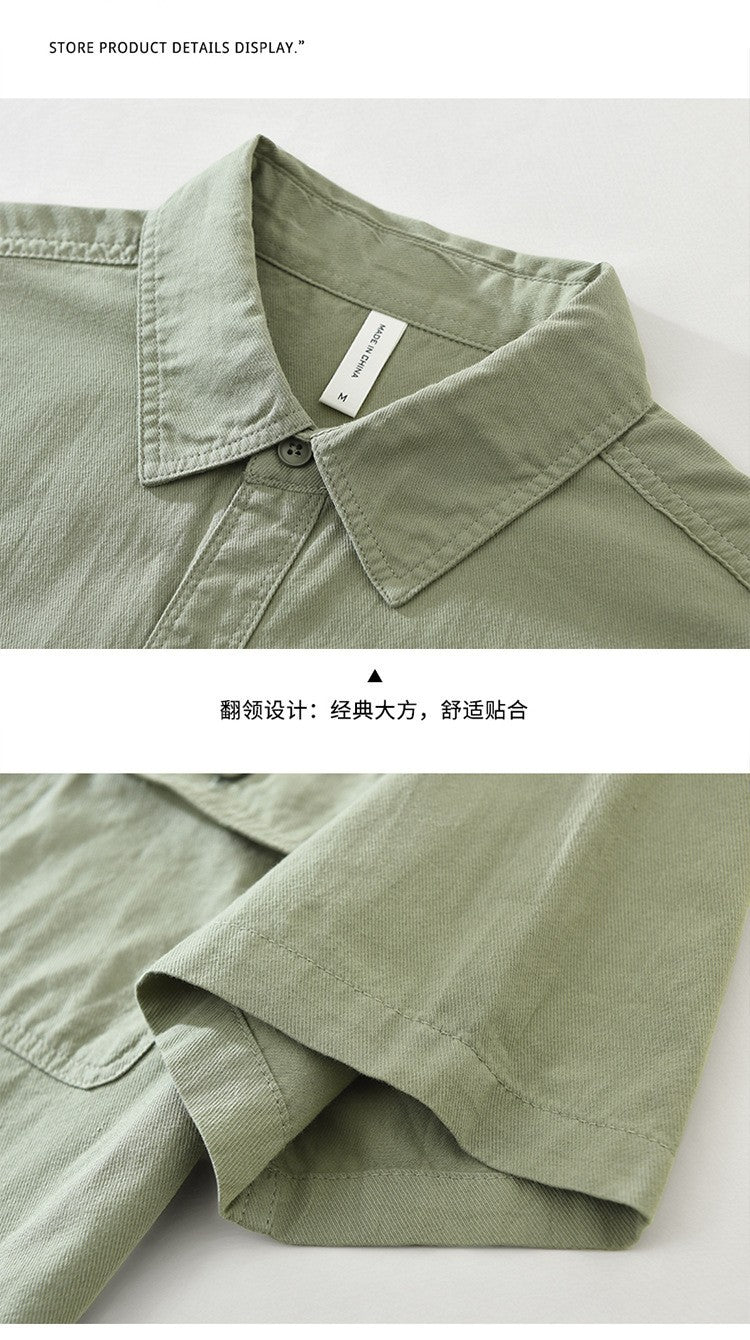 Men's Short Sleeve Cargo Shirt Streetwear Summer Loose Fit Workwear Shirt with Chest Pocket Breathable Cotton Daily Outfits Tops