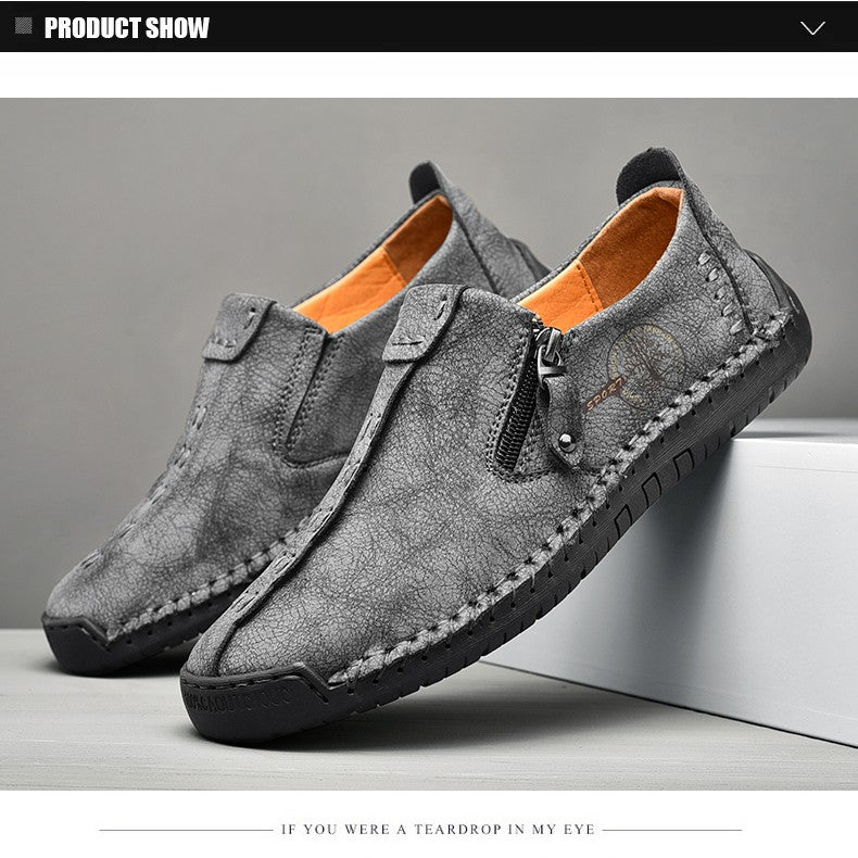 Handmade Leather Men Shoes Casual Slip On Loafers Breathable Leather Shoes Men Flats Hot Sale Moccasins Outdoor Shoes Plus Size