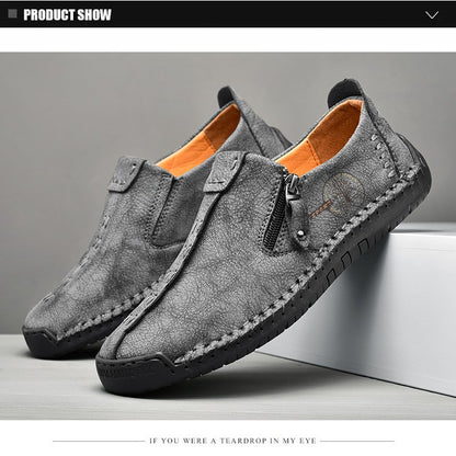 Handmade Leather Men Shoes Casual Slip On Loafers Breathable Leather Shoes Men Flats Hot Sale Moccasins Outdoor Shoes Plus Size