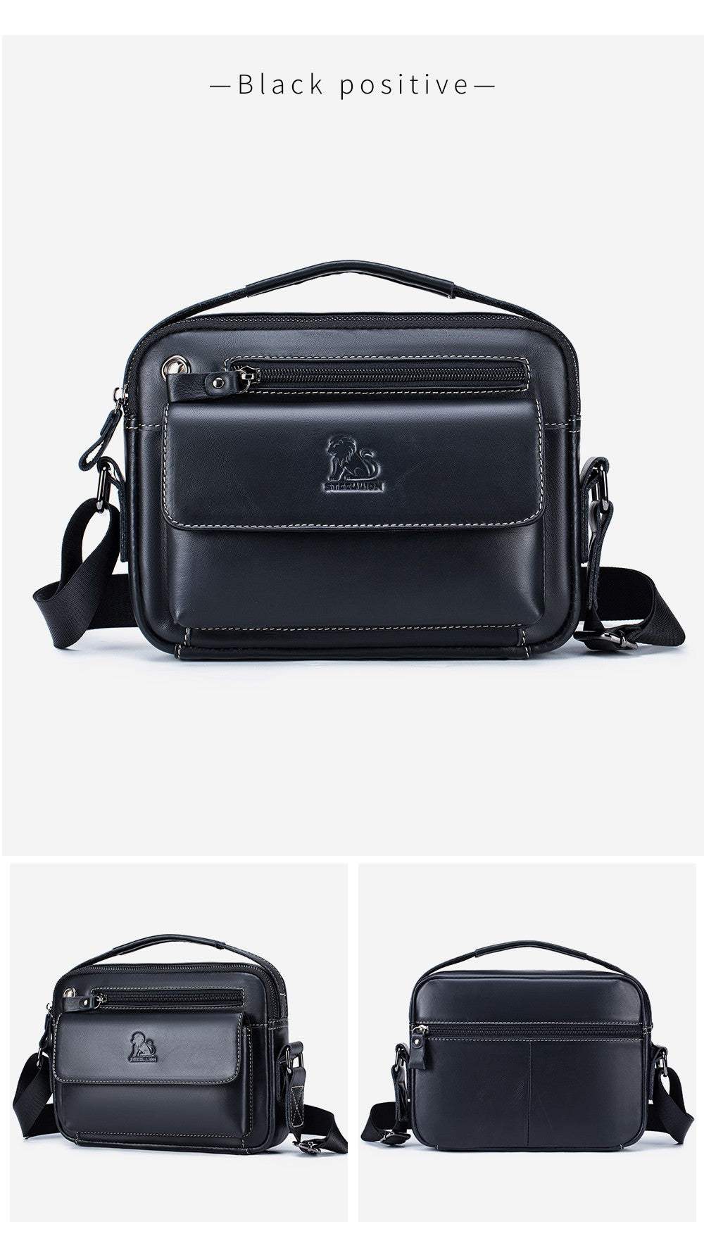 STEEL LION top layer cowhide men's single shoulder diagonal cross bag casual sports horizontal mobile phone bag genuine leather