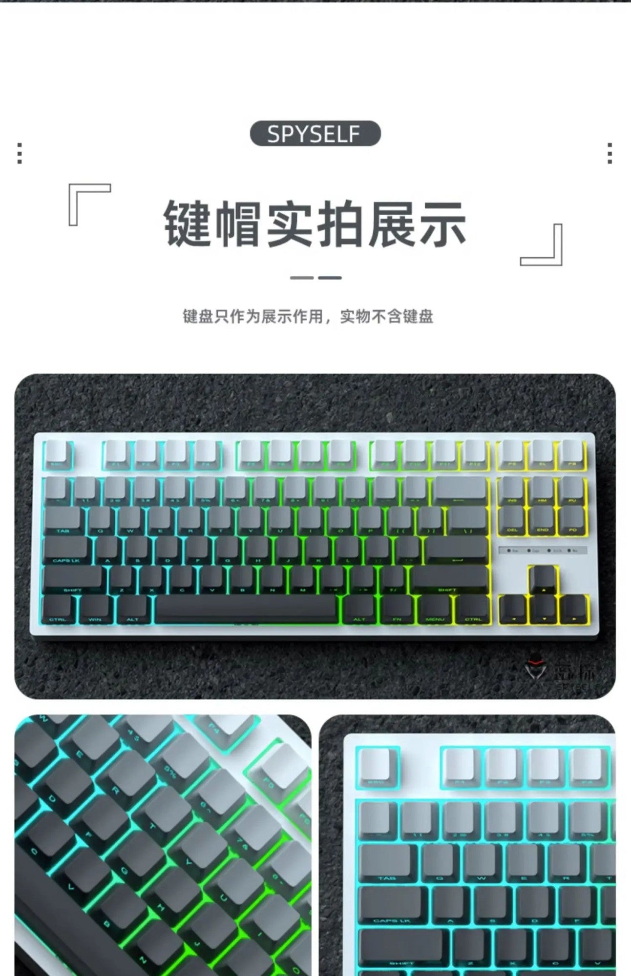 Keycaps Cherry de luz diurna originais novos 2025 PBT translúcidas com cor gradiente e gravação lateral personalizadas para teclados mecânicos MX