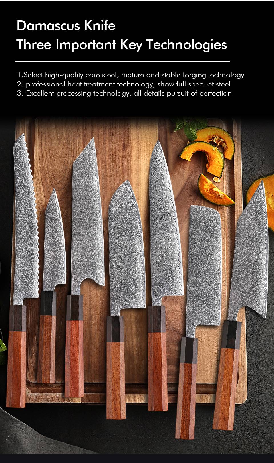 TURWHO Hand Forged Japanese Kitchen Knives Damascus Chef Knife High Carbon VG10 Steel Santoku Nakiri Bread Utility Handmad Knife