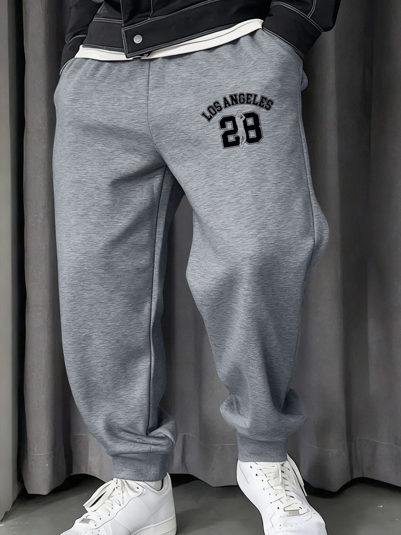 Los Angeges Number 28 Printing Male Sweatpants Fashion Long Pants Trendy Basic Trousers Casual Elastic Waist All-Match Pant