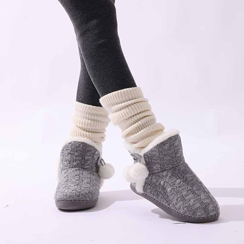 Litfun Winter Warm Plush Boots For Women Outdoor Soft Sole Non-slip Knit Furry Snow Boots Indoor Cozy Fur House Cotton Slippers