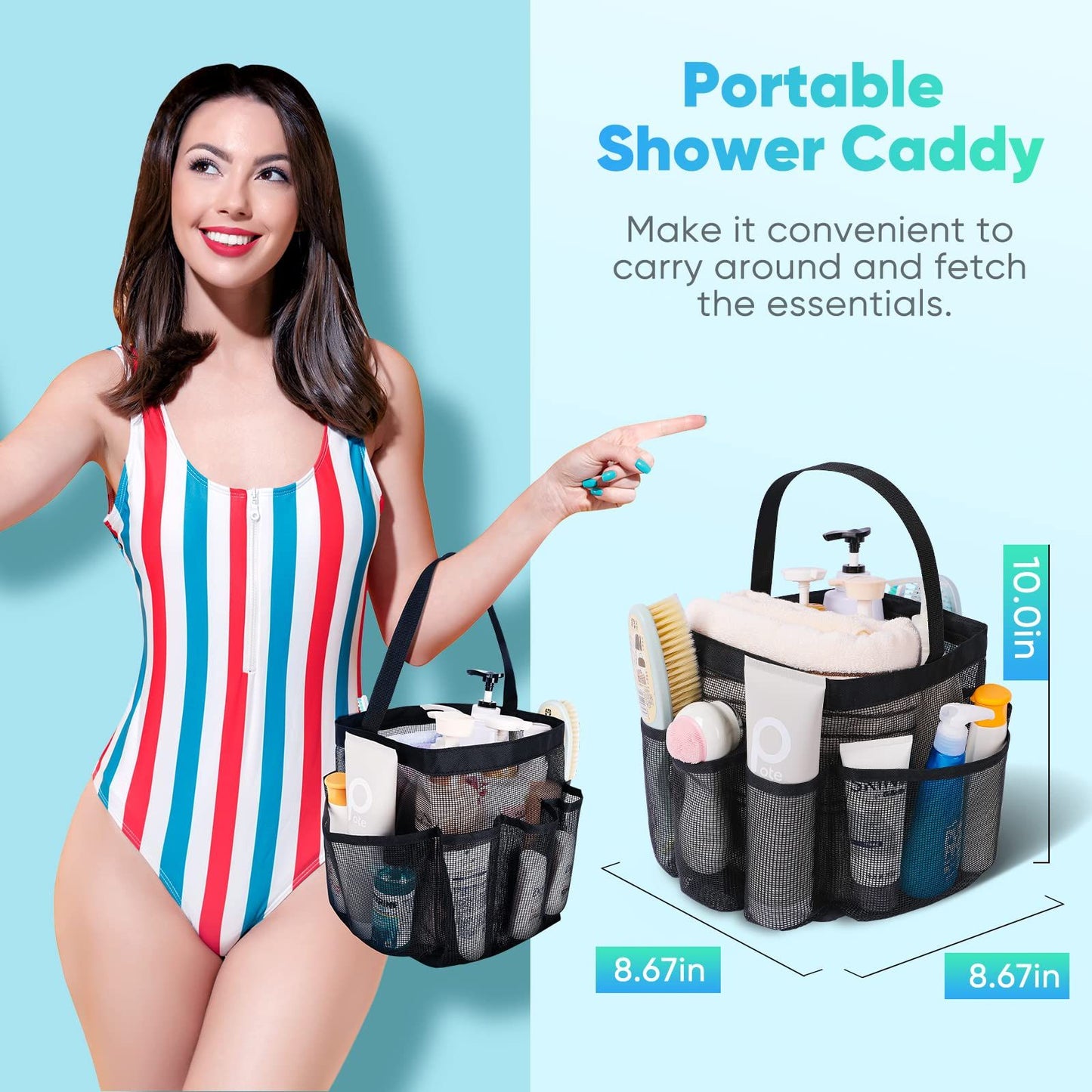Transparent Mesh Cosmetic Tote Bag Beach Bathroom Shower Accessories Travel Portable Towel Toiletry Handbag Storage Organizer
