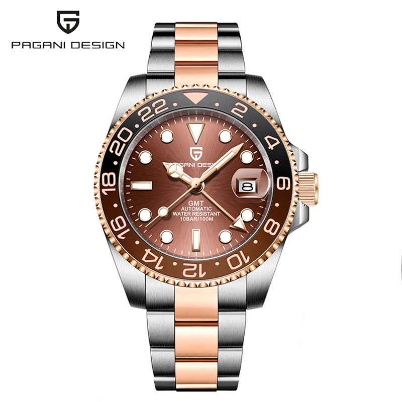 PAGANI DESIGN PD-1662 Luxury GMT Men Mechanical Wristwatch Sapphire Glass Stainless Steel 100M Waterproof Automatic Watches