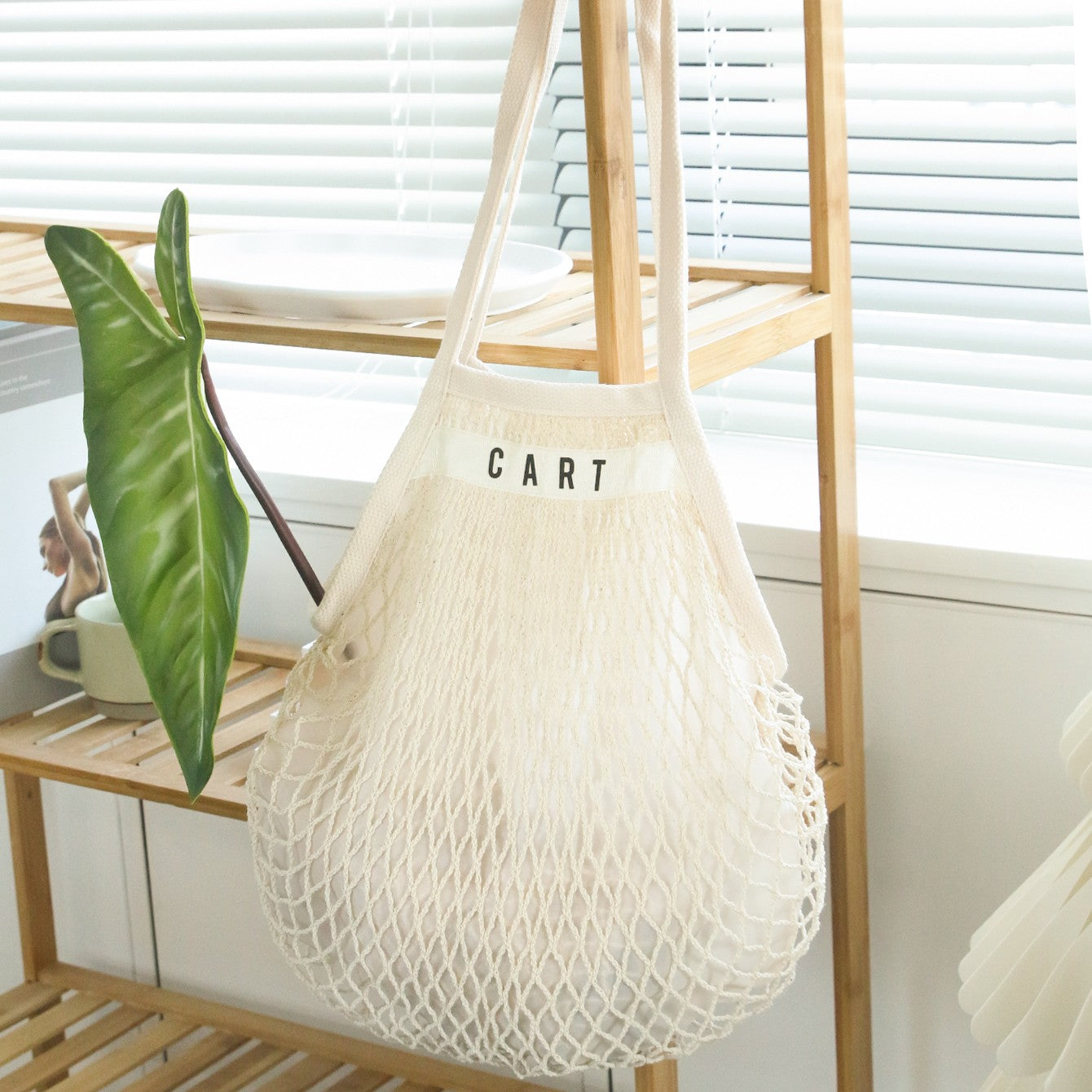 1PCS Personalised Name Mesh organic Cotton Bag with Long handle Reusable Washable Beach Bag Organizer for Shopping Grocery Bag