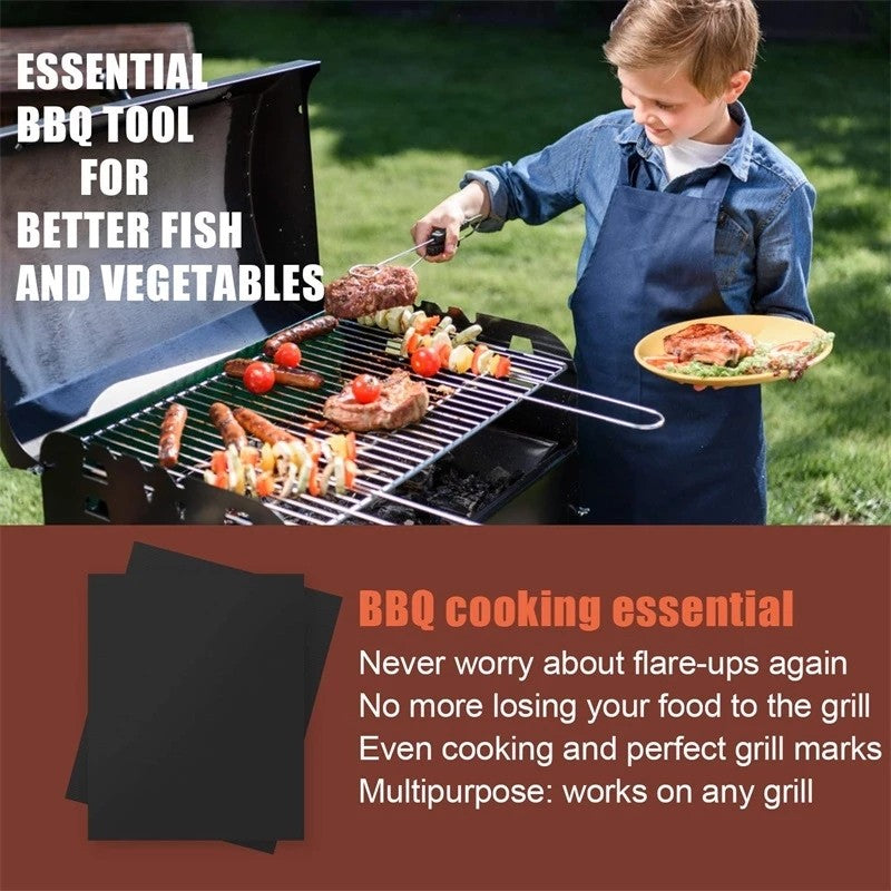 1-10pcs Non Stick BBQ Grill Mat 40*33cm Baking Mat BBQ Tools Cooking Grilling Sheet Heat Resistance Easily Cleaned Kitchen
