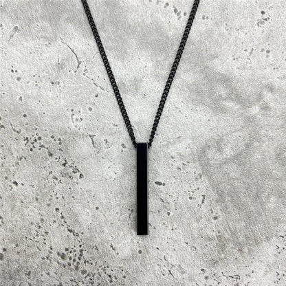 Colar Retangular Clássico Popular com Pingente Masculino Aço Inoxidável Corrente Cubana Preta Colar Masculino Presentes de Joalheria