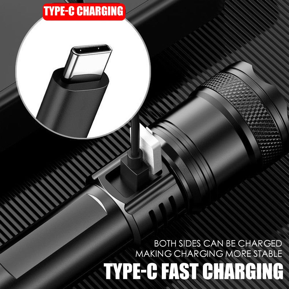 Portable Strong Light LED Flashlight Rechargeable Telescopic Zoom Torch Safety Emergency Light for Outdoor Camping Cycling Lamp
