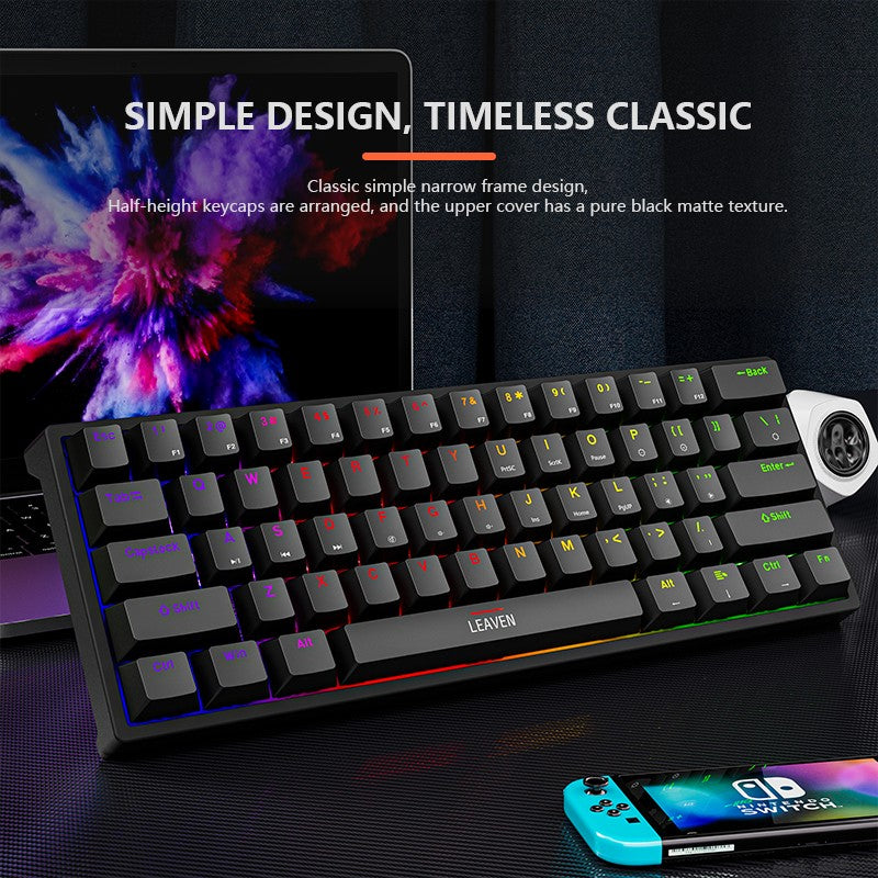 Teclado Mecânico Gamer Mini K620 61 Teclas RGB Hotswap Tipo-C com Fio Keycaps PBT Teclado Ergonômico 60%