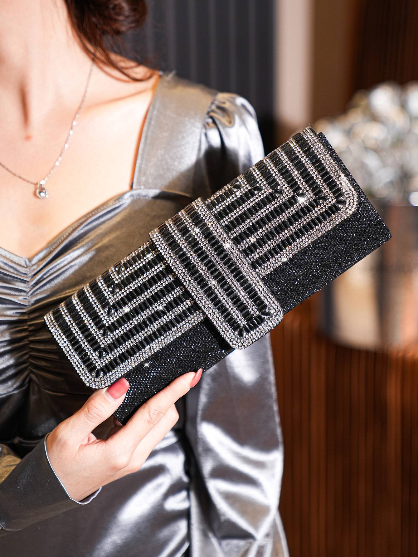 Luxury Glitter Evening Handbag, Rhinestone Evening Bag, Elegant Shiny Banquet Purse