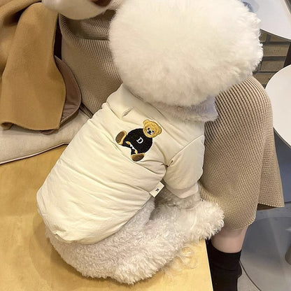 Jaqueta Fashion para Cães Down, Jaqueta de Inverno Quente para Cães, Estampa de Urso, Jaqueta para Cachorros, Casaco Macio e Fofo para Gatos, Roupas para Cães Bulldog Francês