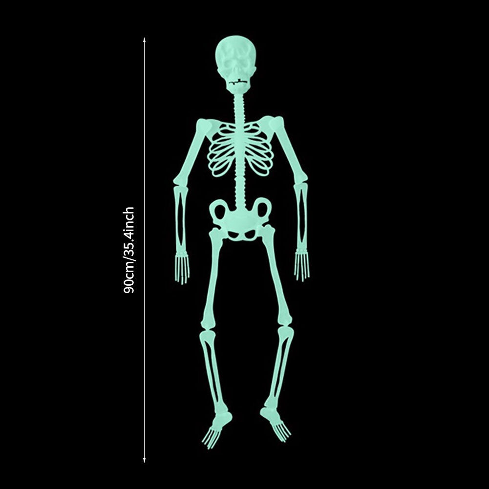 Luminous Hanging Skeleton Movable Glow Fake Skull Scary House Pendant Props Halloween Party Home Yard Outdoor Garden Decoration