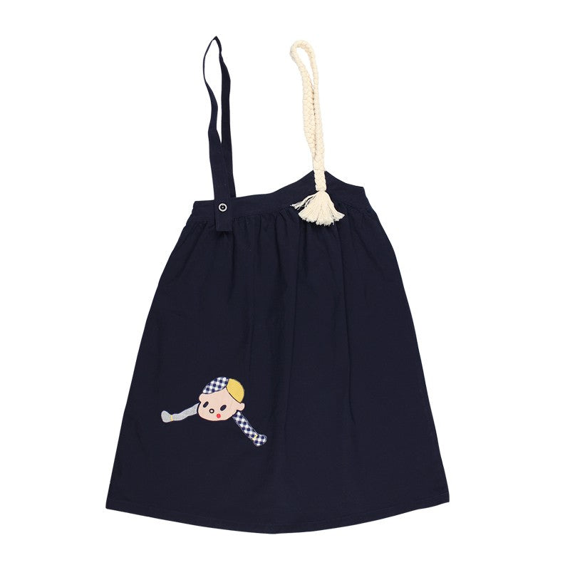 Fall Spring Original Indie Chic Design Harajuku Women Suspender Skirt Straps Dress Mid-calf Length A-line Spaghetti Strap Dress