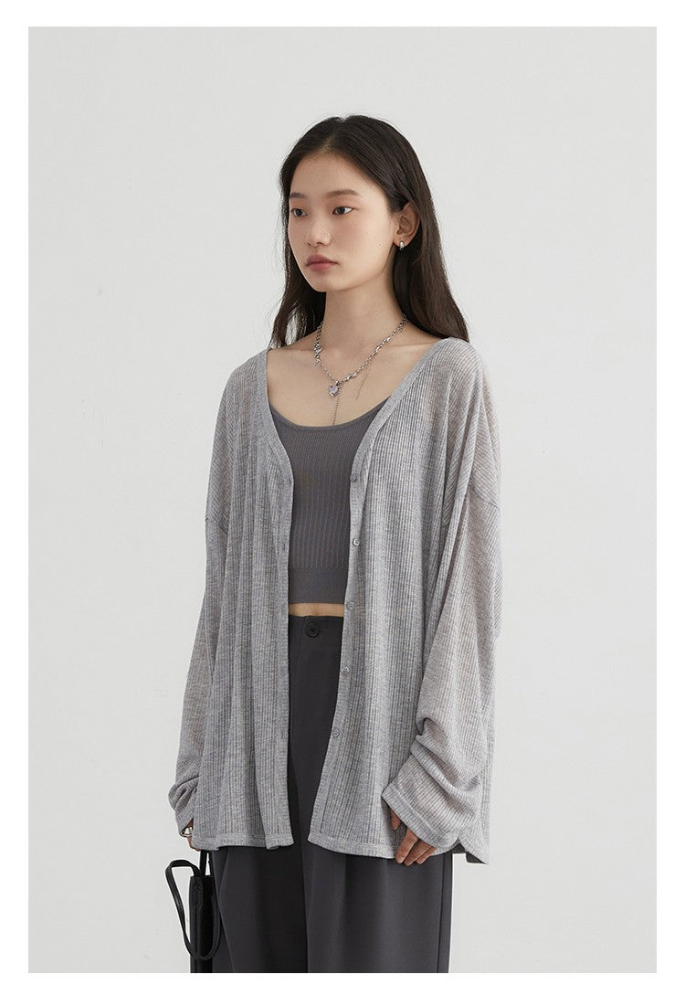 CHIC VEN Women's Cardigan New V-neck Long Sleeved Female Shirt Female Jumpers Sun Protection Woman Top Spring Summer 2024