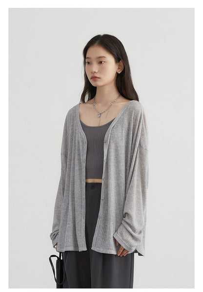 CHIC VEN Women's Cardigan New V-neck Long Sleeved Female Shirt Female Jumpers Sun Protection Woman Top Spring Summer 2024
