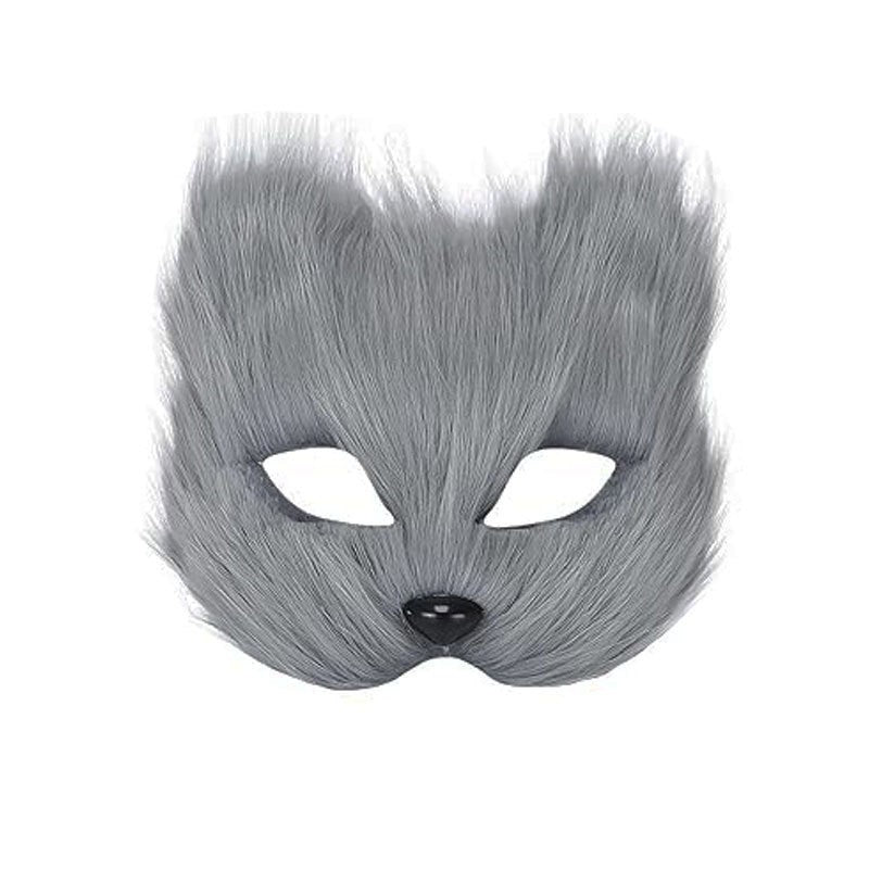 Halloween Fox Shape Half Face Eye Mask Sexy Imitation Cat Hair Animal Mask Christmas Carnival Party Cosplay Costume Props Masque