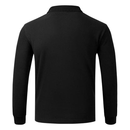 Cotton long sleeved polo shirt, men's and women's breathable spring and autumn T-shirt, printed logo embroidery workwear