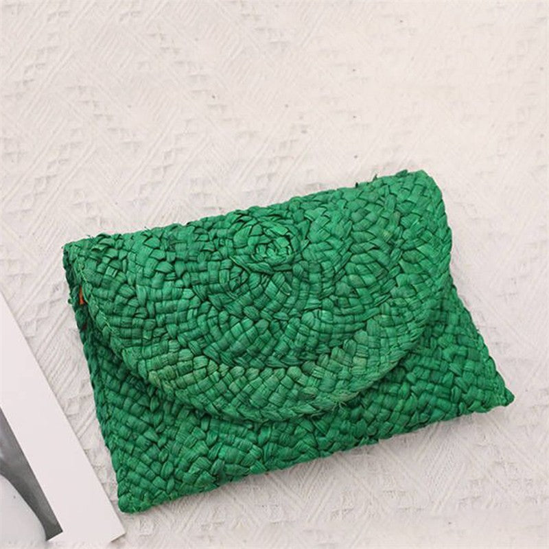 Yogodlns Corn Husk Weave Dinner Clutch Bag Women's Fashion Simple Straw Large Purse Woman Summer Casual Vacation Ladies Wallet