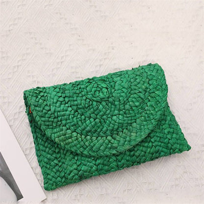 Yogodlns Corn Husk Weave Dinner Clutch Bag Women's Fashion Simple Straw Large Purse Woman Summer Casual Vacation Ladies Wallet