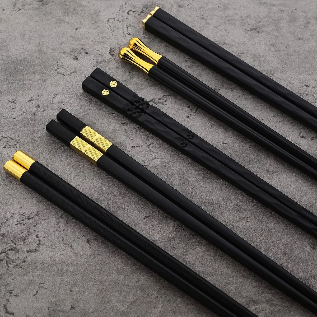 5 Pares de Hashis Japoneses Chineses Sushi Antiderrapantes Reutilizáveis de Metal Conjunto de Hashis Coreanos Conjunto de Talheres de Liga Saudável