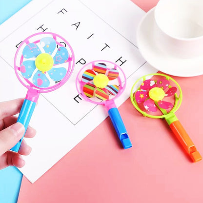 12Pcs 6.5x12.5cm Plastic Color Whistle Pinwheel Game Kids Birthday Party Gifts Back to School Gifts Pinata Filler Giveaway Toys