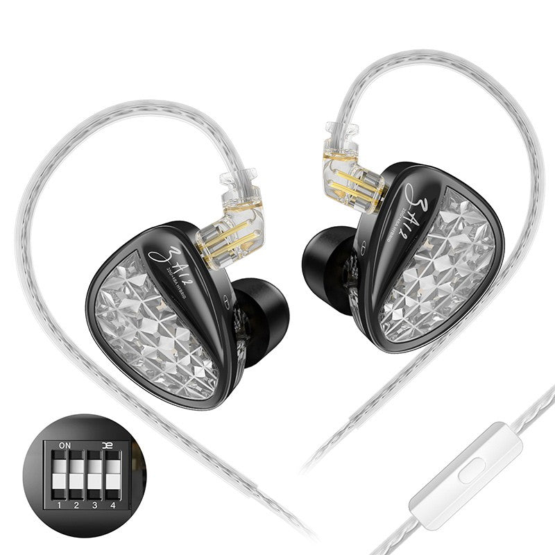 KZ ZA12 Hybrid dynamic balanced armature IEM earphones HiFi Bass wired headphone Noise Cancelling Earbuds in ear Monitor Headset