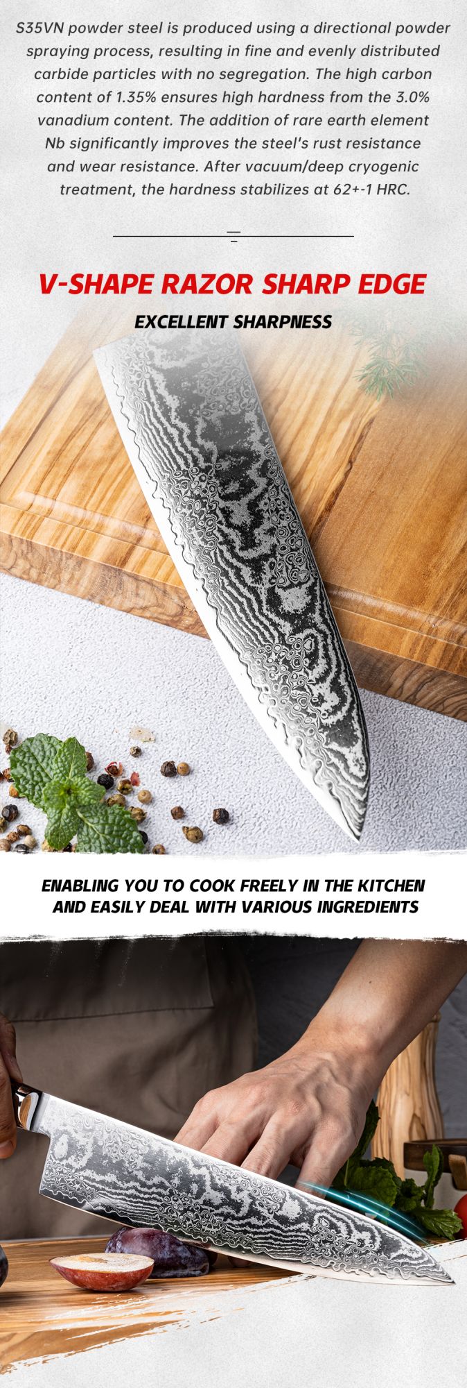 Grandsharp 1-6 Peças Conjunto de Facas de Cozinha 67 Camadas de Aço Damasco com Pó S35VN Faca Afiada de Chef Nakiri para Descascar Utensílios de Cozinha
