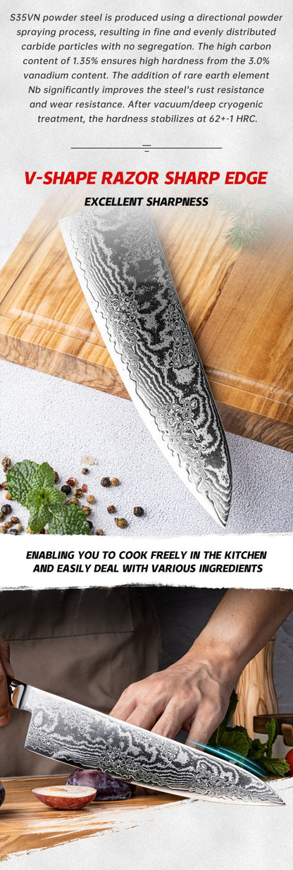 Grandsharp 1-6 Peças Conjunto de Facas de Cozinha 67 Camadas de Aço Damasco com Pó S35VN Faca Afiada de Chef Nakiri para Descascar Utensílios de Cozinha
