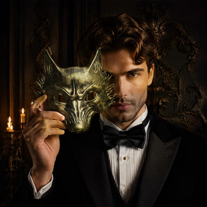Breathable Foam Masks for Parties Wolf Mask for Halloween Black Gold Wolf Halloween Mask 3d Pu Foam Cosplay Headpiece