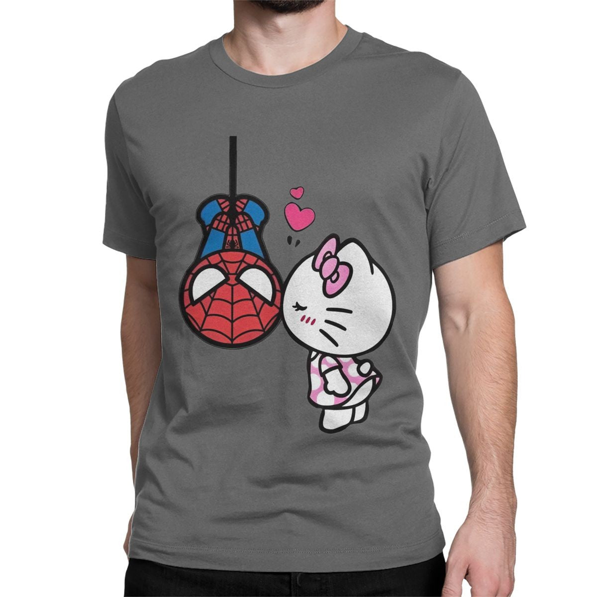 Men Women's Hello Kitty Love Spiderman Cartoon T Shirts Pure Cotton Clothes Vintage Short Sleeve Tees 4XL 5XL 6XL T-Shirts