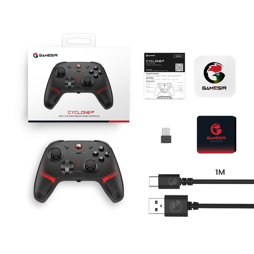 GameSir Cyclone 2 Wireless Pro Controller for Nintendo Switch 2 / PC / iPhone / Android - Hall Effect, Tri-Mode (BT/2.4G/USB)