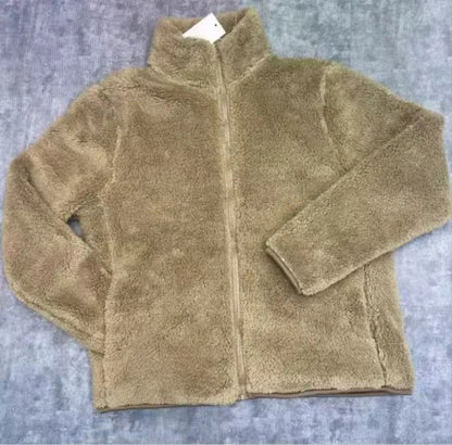 Autumn Winter Women's Long Velvet Fleece Zipper Sleeve Coat Warm Coral Fleece Jacket Full Length Outerwear Comfortable Coat