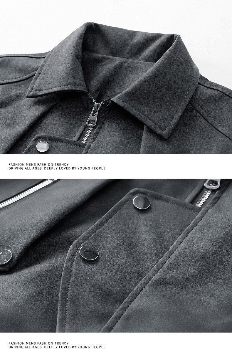 Fashion Trend Korean Slim Fit Casual Men's Leather Jacket Motorcycle Jacket New Spring and Autumn Men's Slim PU Leather Jacket