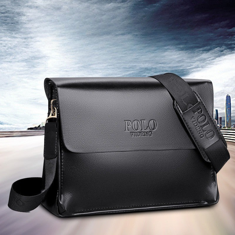 Men's POLO Crossbody Bag Casual Business Style Vertical Shoulder Bag High-quality Leather Trendy Men's Bag Daily Commuting