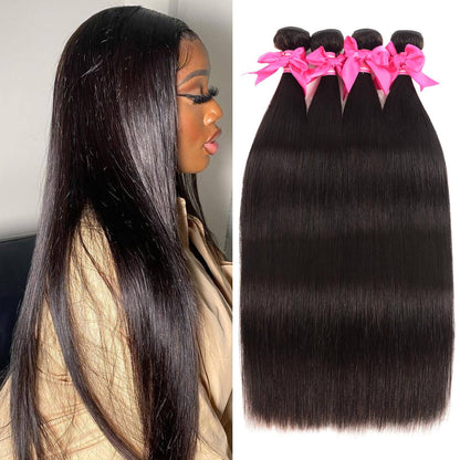 Cabelo Humano Liso em Trama 12A Cabelo Humano 4 Tufos Cabelo Liso 20 22 24 26 Polegadas Extensões de Cabelo Humano Brasileiro Virgem em Promoção