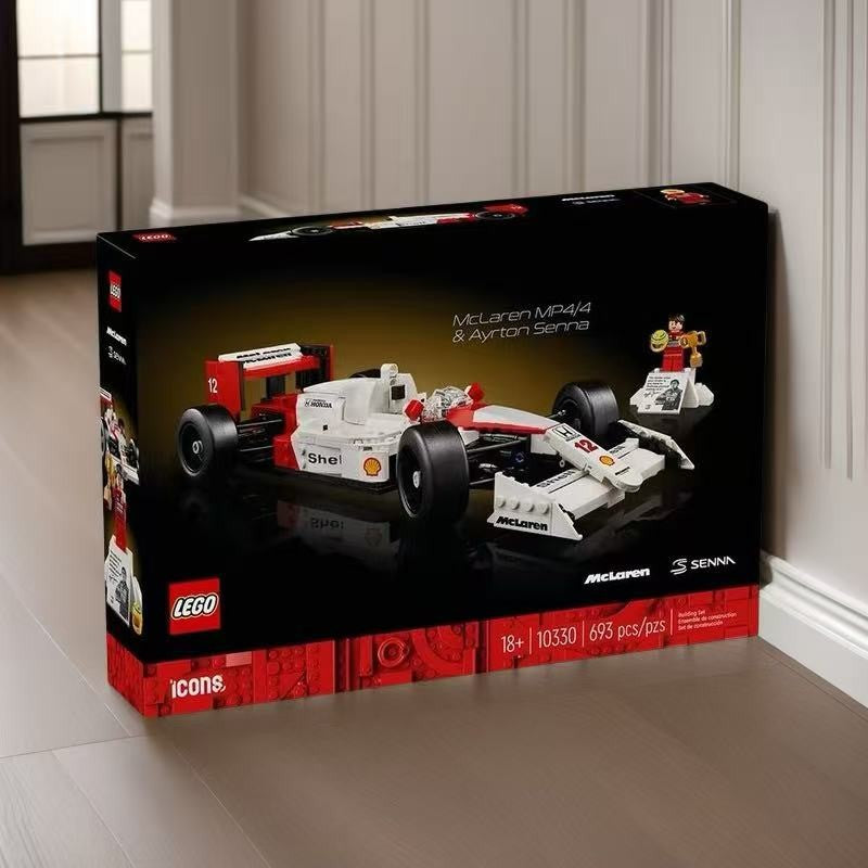 LEGO 10330 ícone McLaren MP4/4 e kit de modelo de carro miniatura personagem Ayrton Senna, adequado para presentes de Natal para maiores de 18 anos